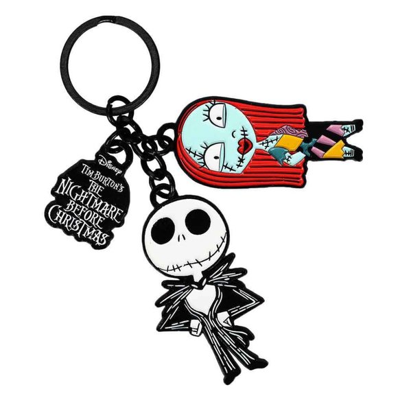 Nightmare Before Christmas Jack and Sally Charms Keychain - Picture 1 of 2
